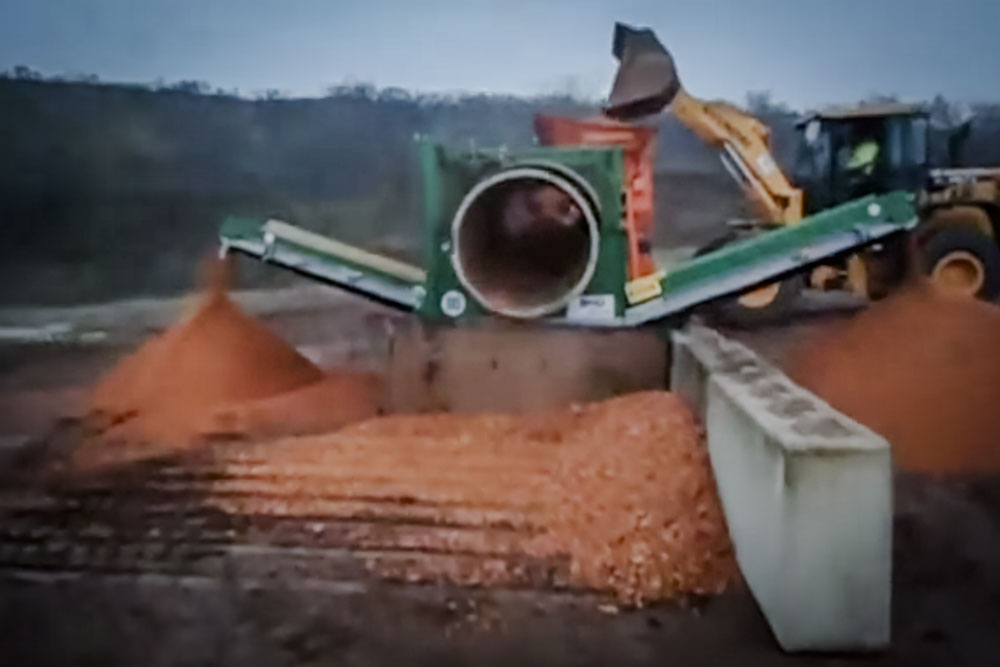 Brick rubble is processed