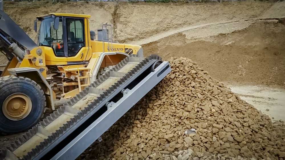 Quarry material is being processed